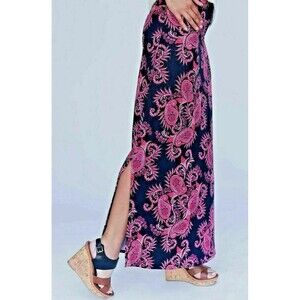 Agnes & Dora Side Slit Maxi Skirt Paisley Party Size Small